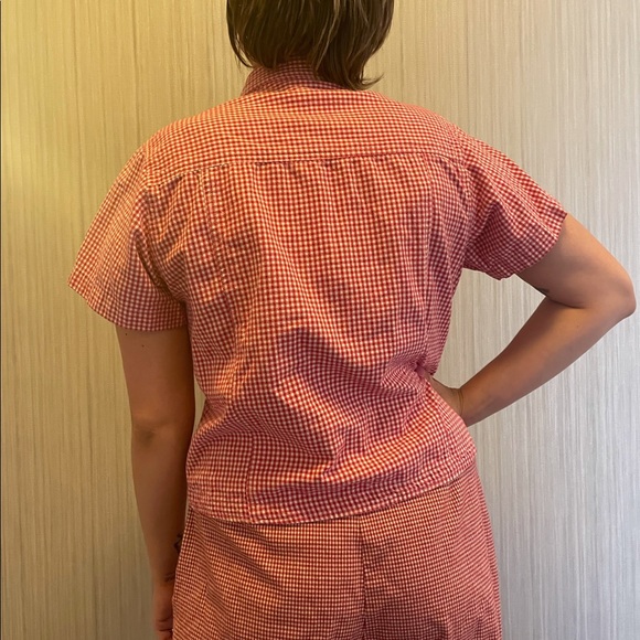 picnic print cottage core collared top - Picture 2 of 3